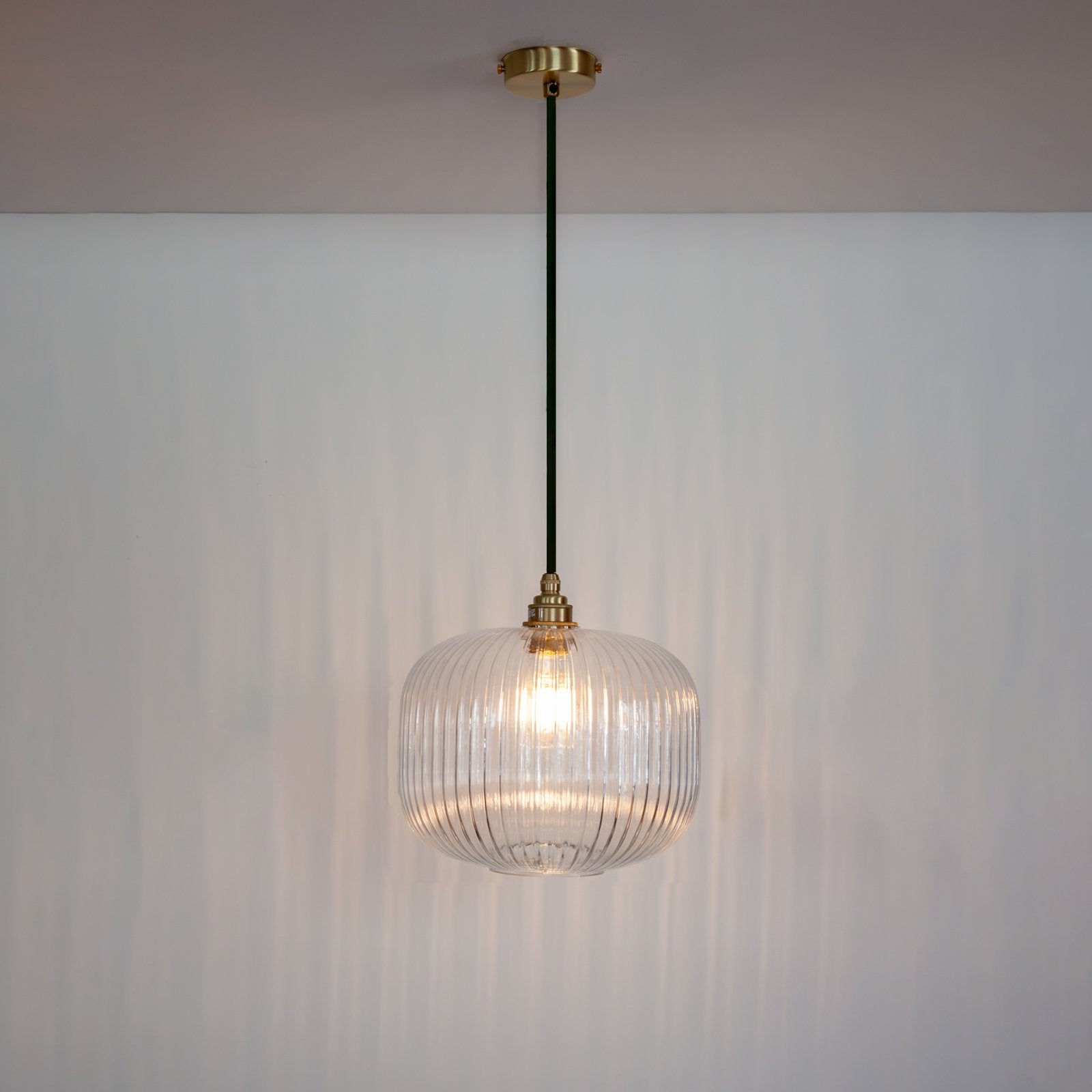 Clear Reeded Glass Pendant Light