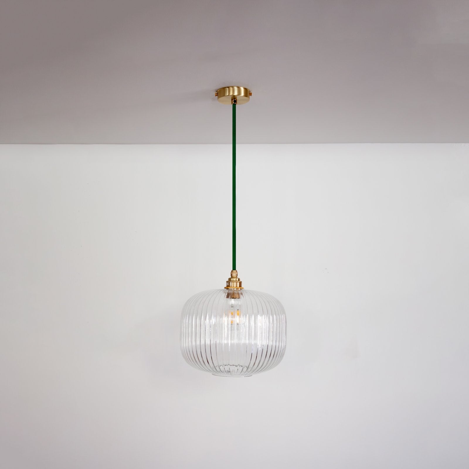 Clear Reeded Glass Pendant Light