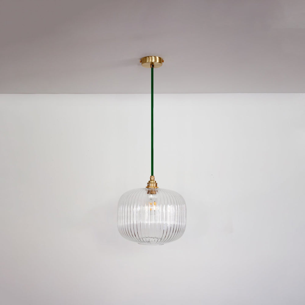 Clear Reeded Glass Pendant Light