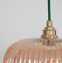 Amber Reeded Glass Pendant Light