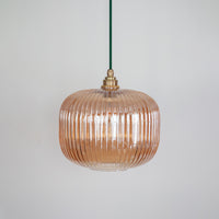 Amber Reeded Glass Pendant Light