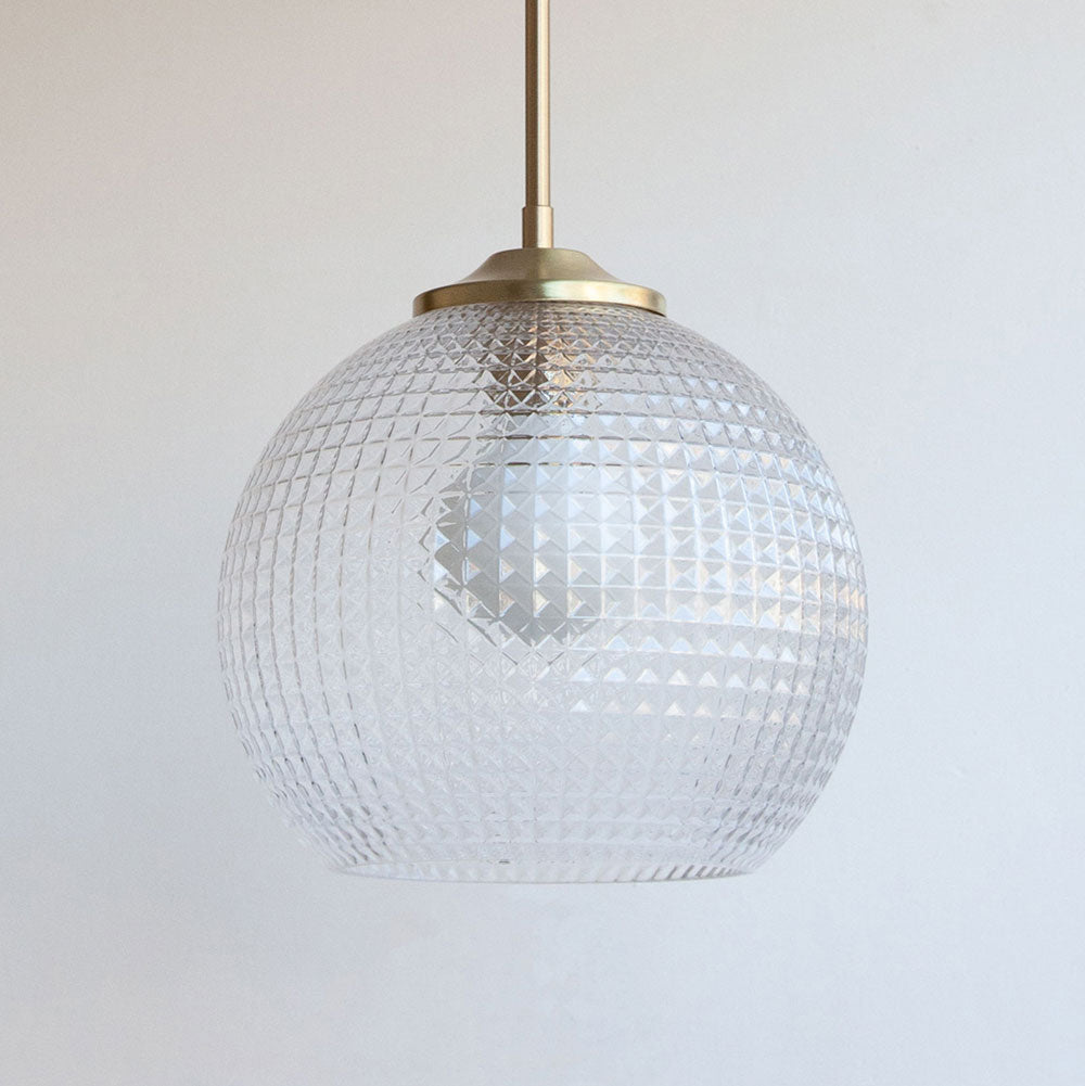 Large Diamond Glass Stemmed Pendant Light