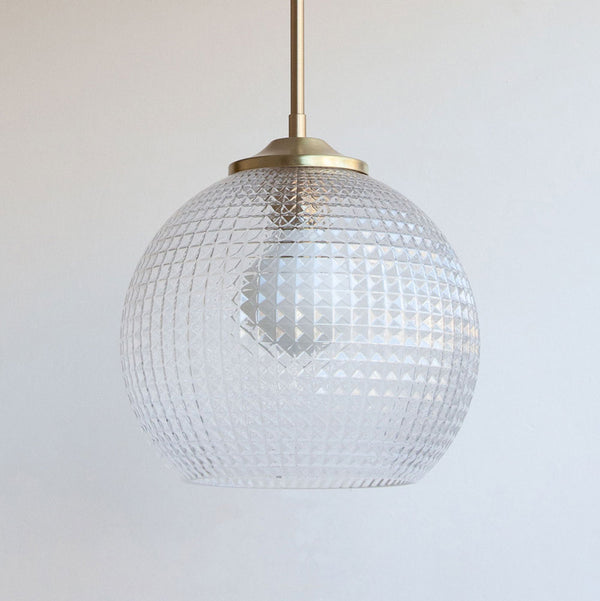 Large Diamond Glass Stemmed Pendant Light