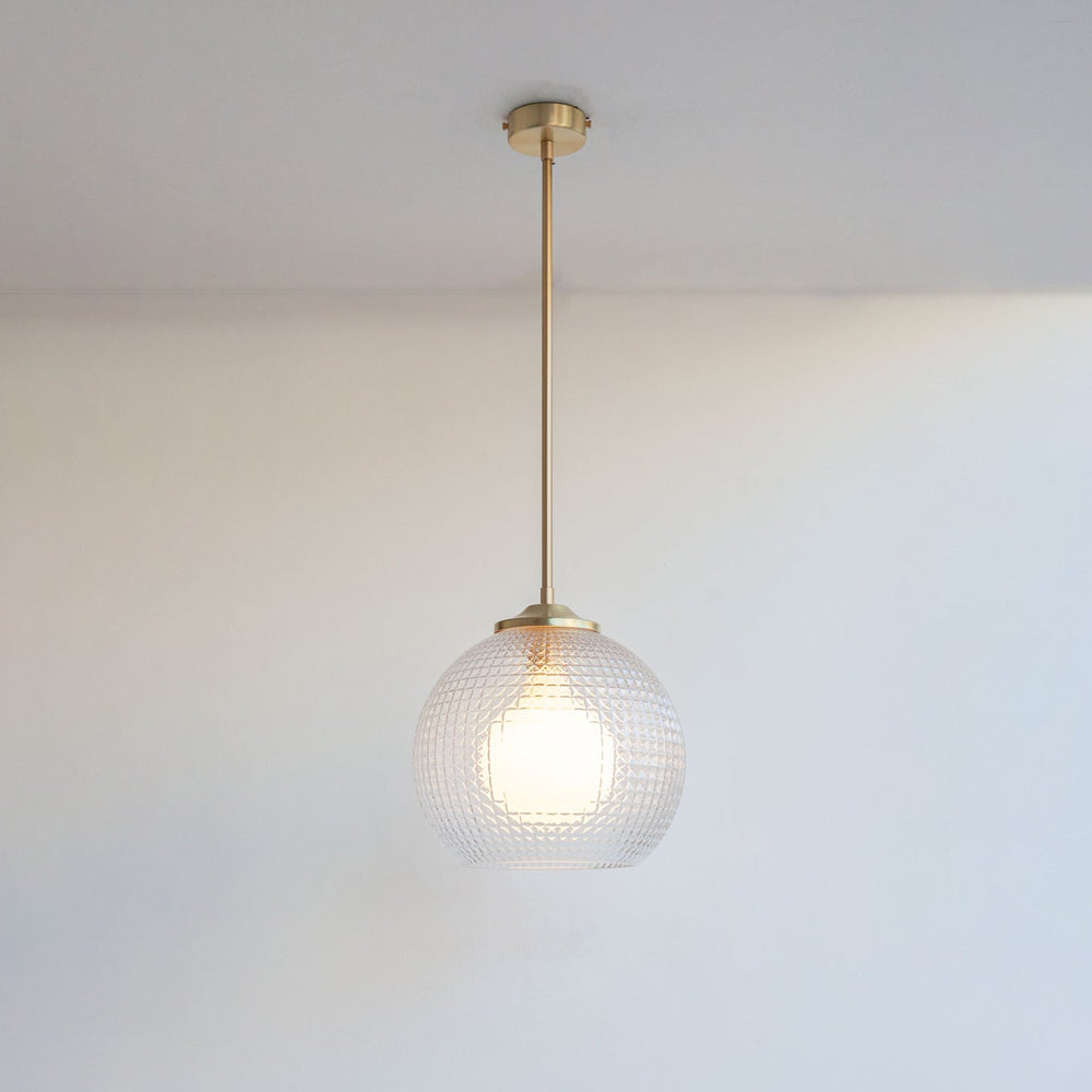 Large Diamond Glass Stemmed Pendant Light