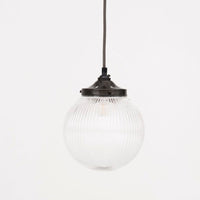 Clear Reeded Glass Globe Pendant Light
