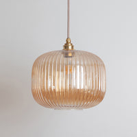 Amber Reeded Glass Pendant Light