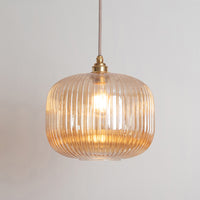 Amber Reeded Glass Pendant Light