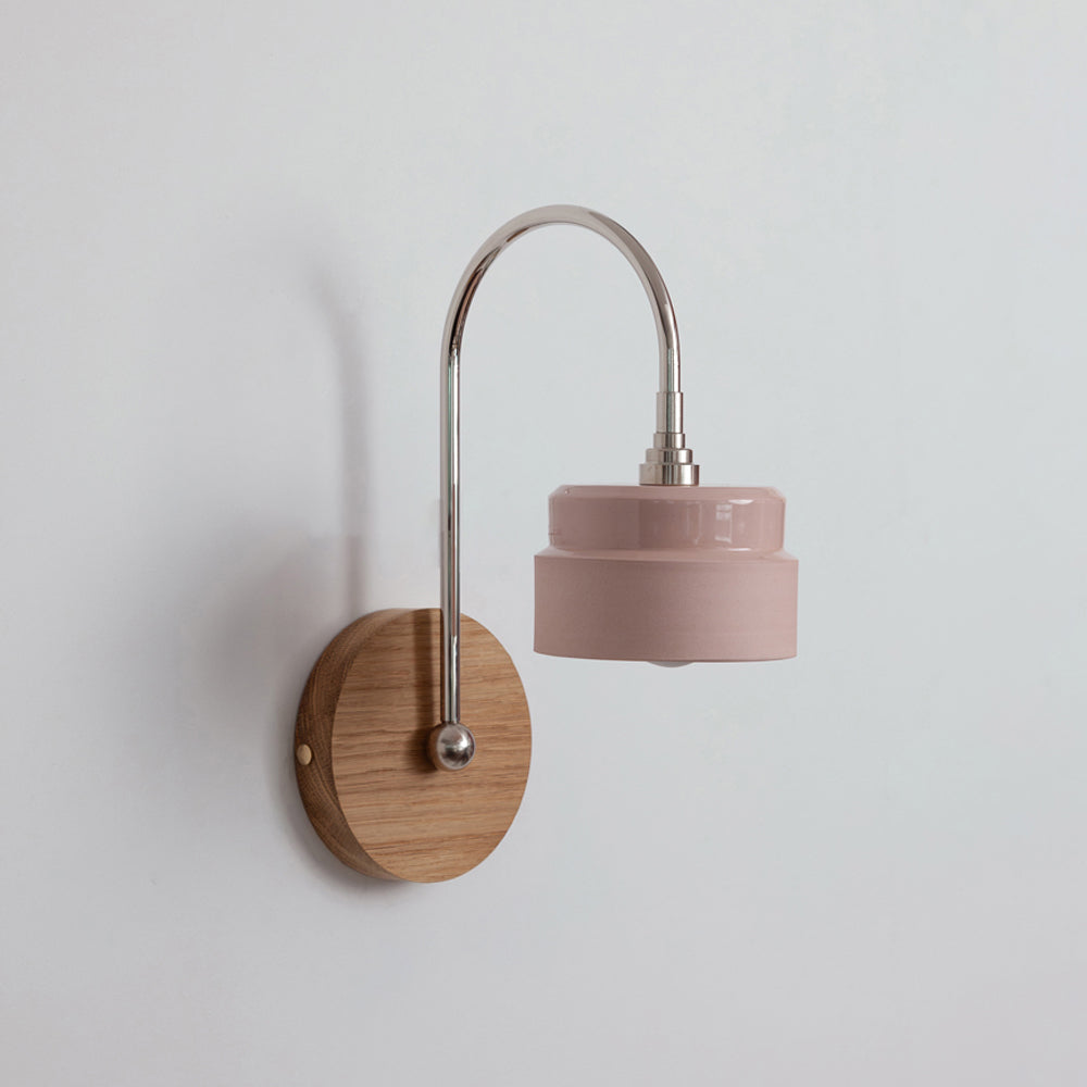 "Bex" Arch Stemmed Wall light - Ceramic and Hardwood