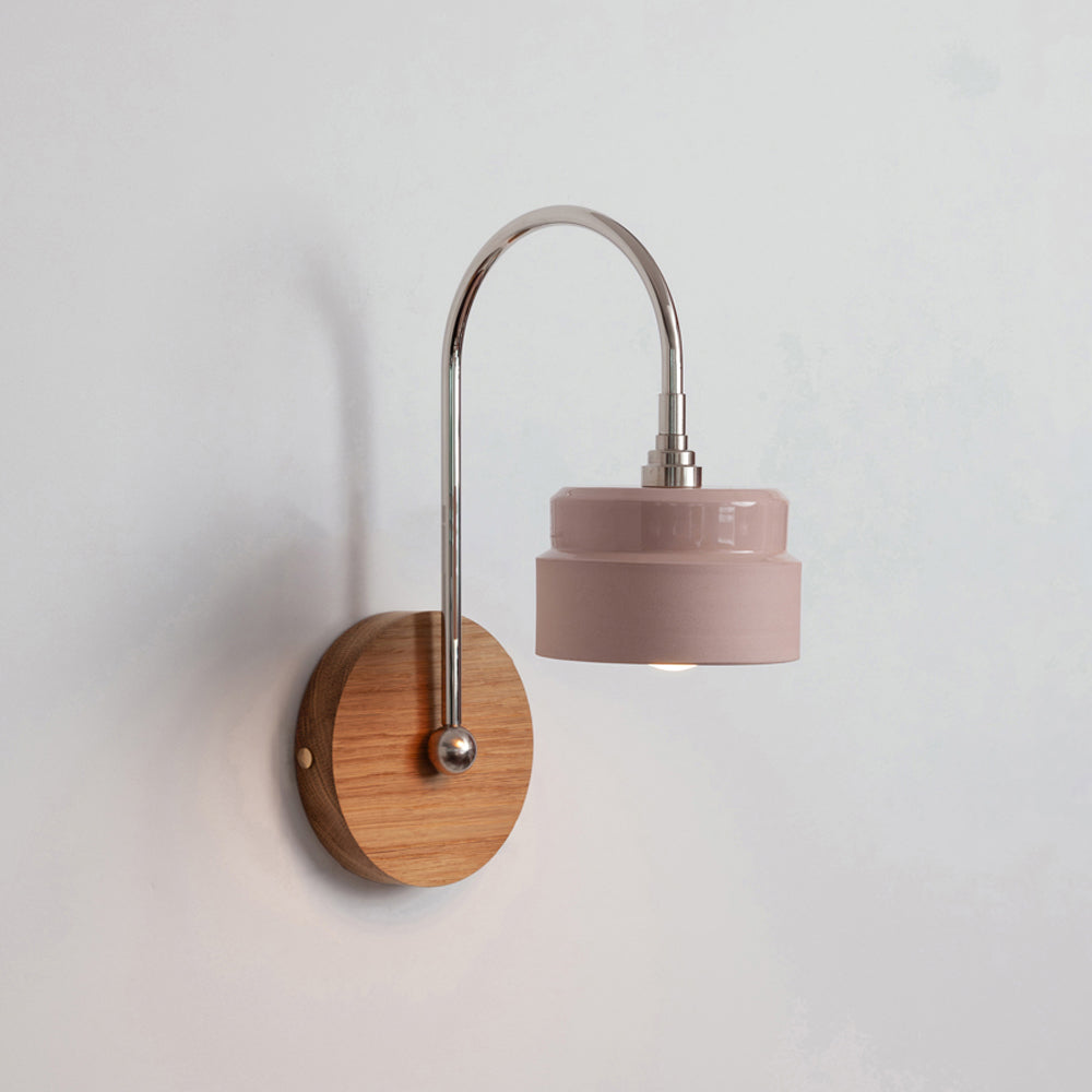 "Bex" Arch Stemmed Wall light - Ceramic and Hardwood