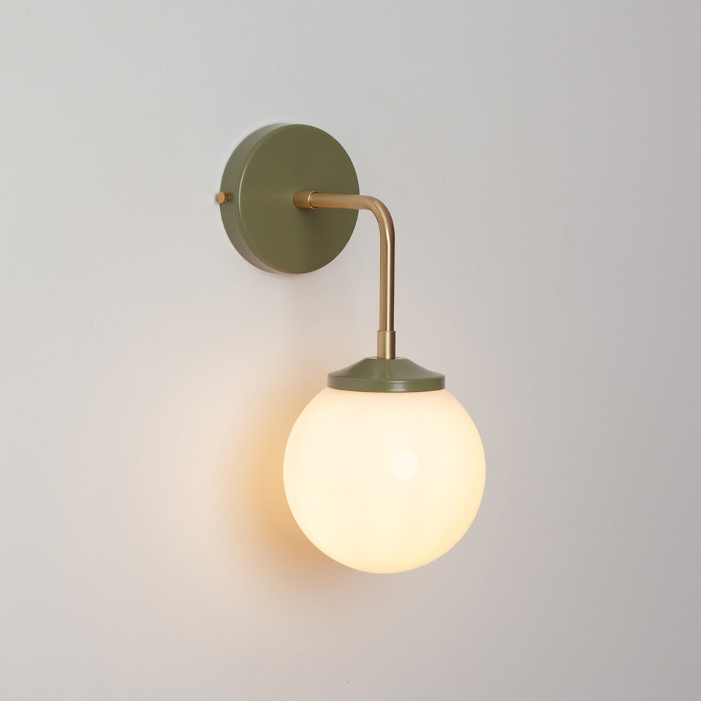 "Bold as Brass" Wall Light - Opal Glass Shade