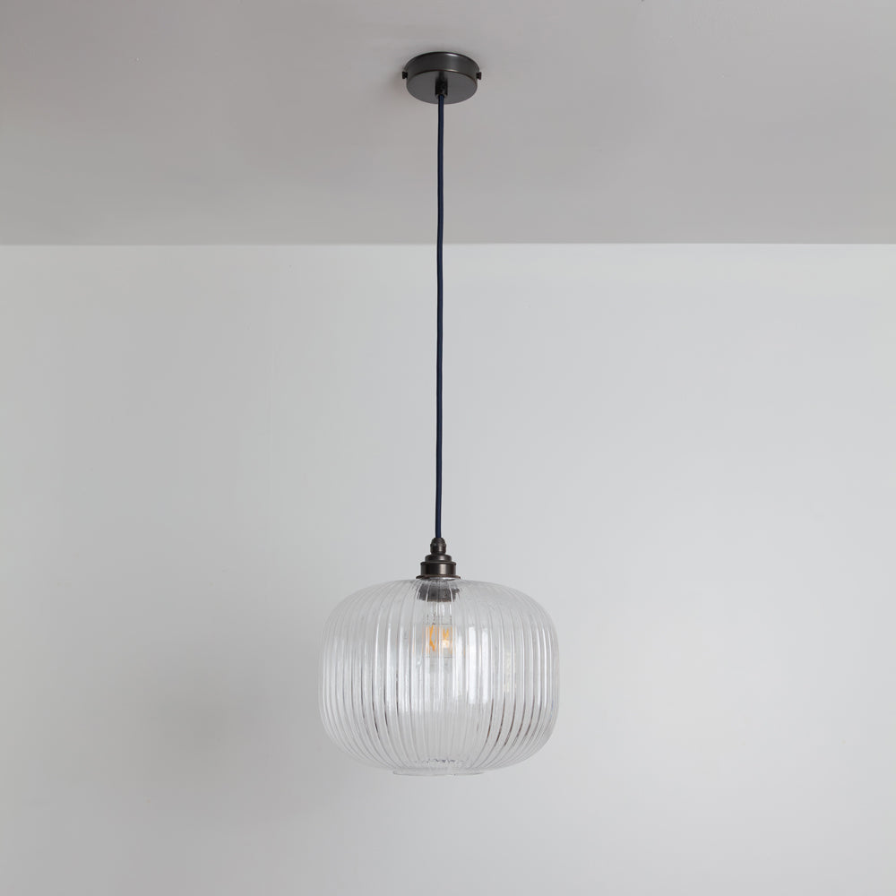 Clear Reeded Glass Pendant Light