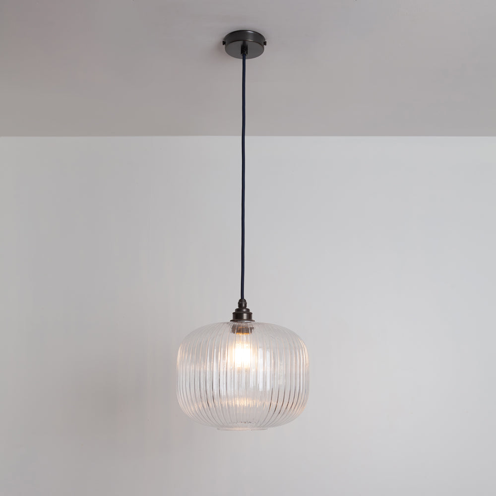 Clear Reeded Glass Pendant Light