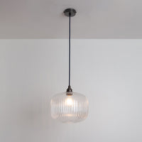 Clear Reeded Glass Pendant Light