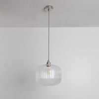 Clear Reeded Glass Pendant Light