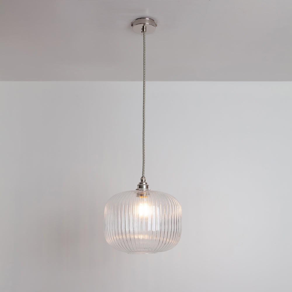 Clear Reeded Glass Pendant Light