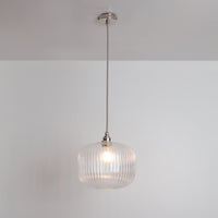 Clear Reeded Glass Pendant Light