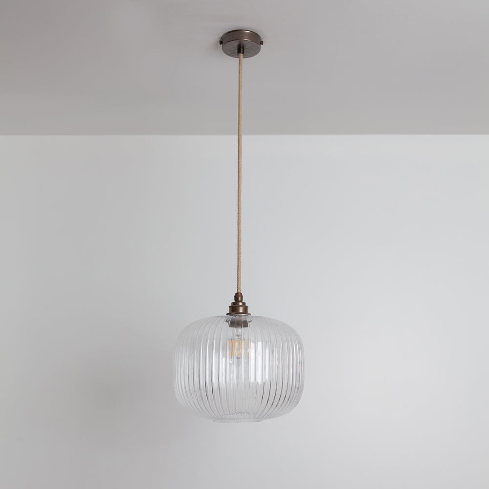 Clear Reeded Glass Pendant Light