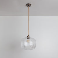 Clear Reeded Glass Pendant Light
