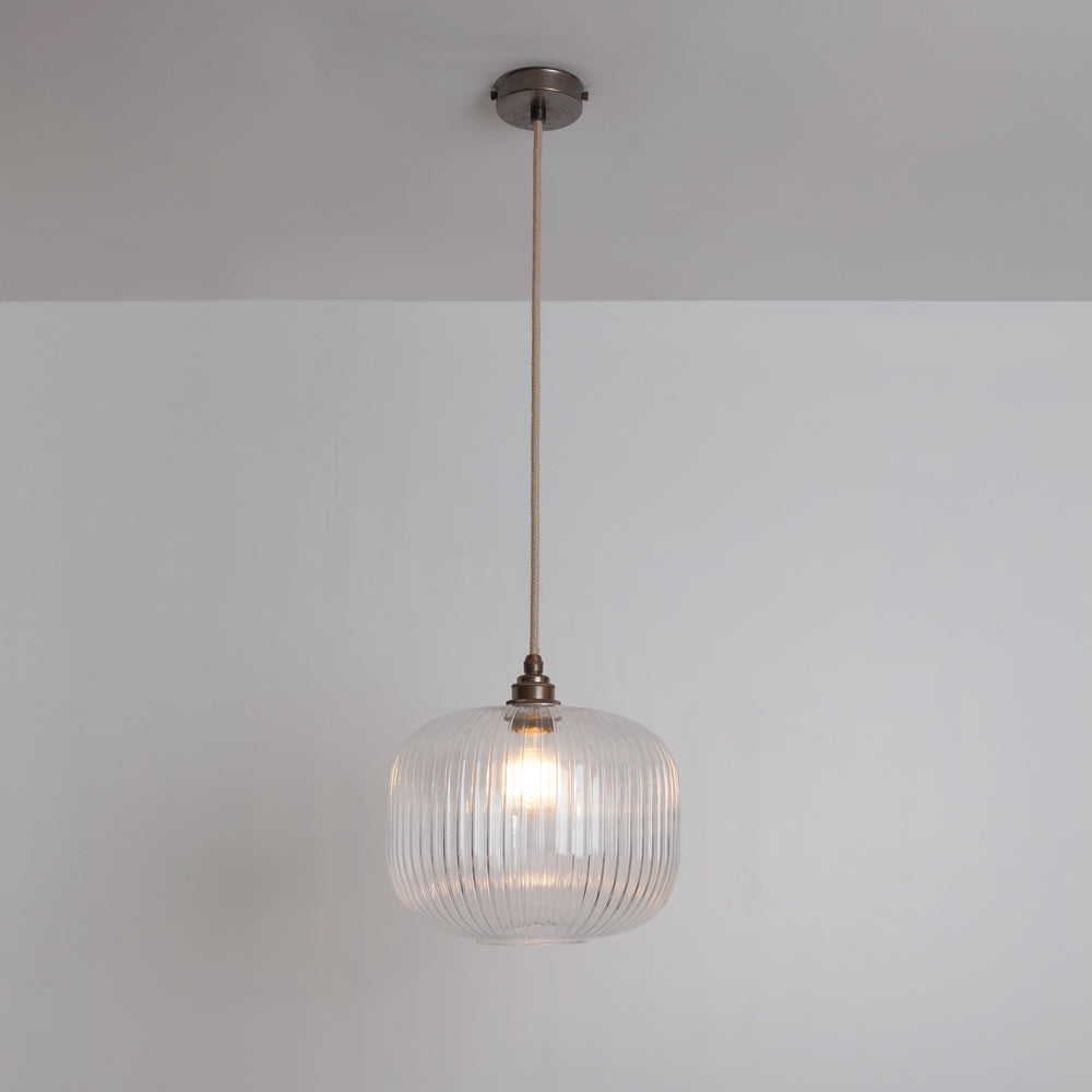 Clear Reeded Glass Pendant Light