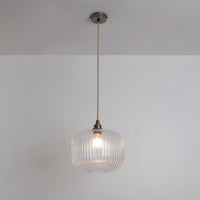 Clear Reeded Glass Pendant Light