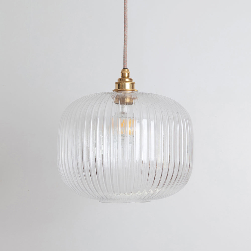 Clear Reeded Glass Pendant Light