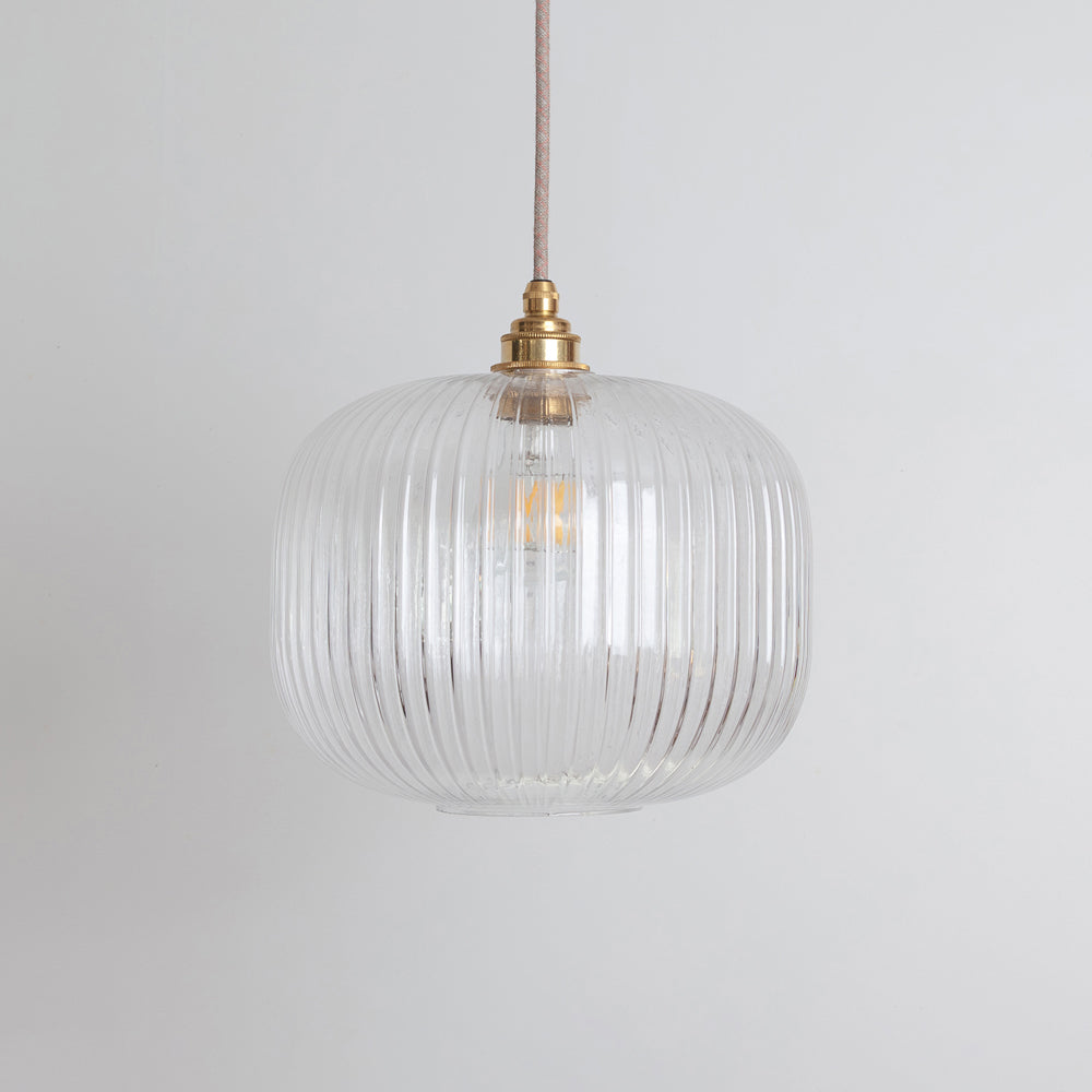 Clear Reeded Glass Pendant Light