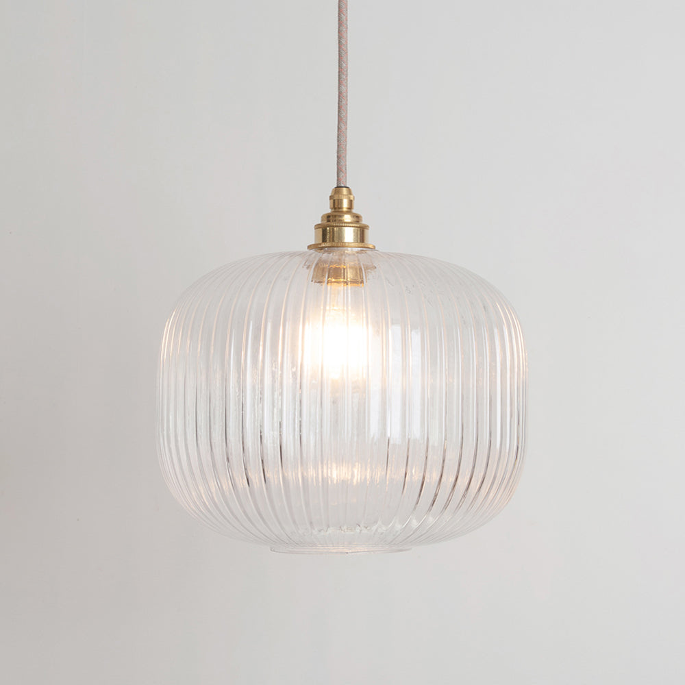 Clear Reeded Glass Pendant Light