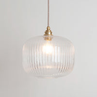 Clear Reeded Glass Pendant Light