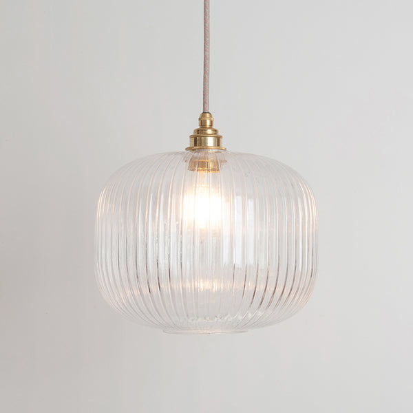 Clear Reeded Glass Pendant Light