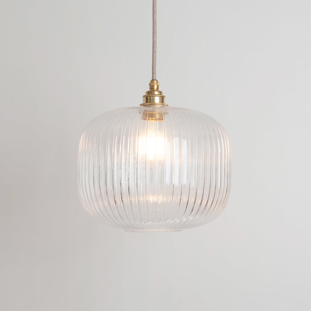 Clear Reeded Glass Pendant Light