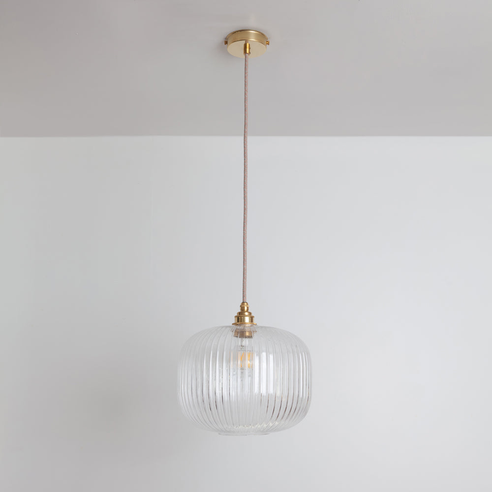 Clear Reeded Glass Pendant Light