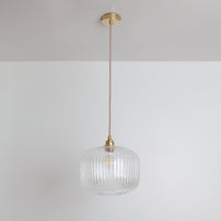 Clear Reeded Glass Pendant Light