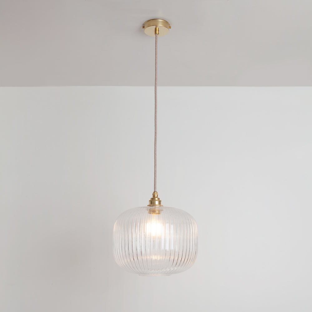 Clear Reeded Glass Pendant Light