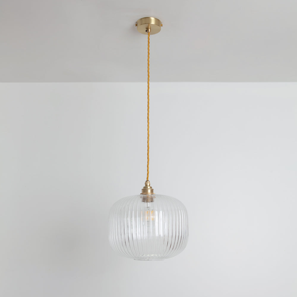 Clear Reeded Glass Pendant Light