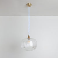 Clear Reeded Glass Pendant Light