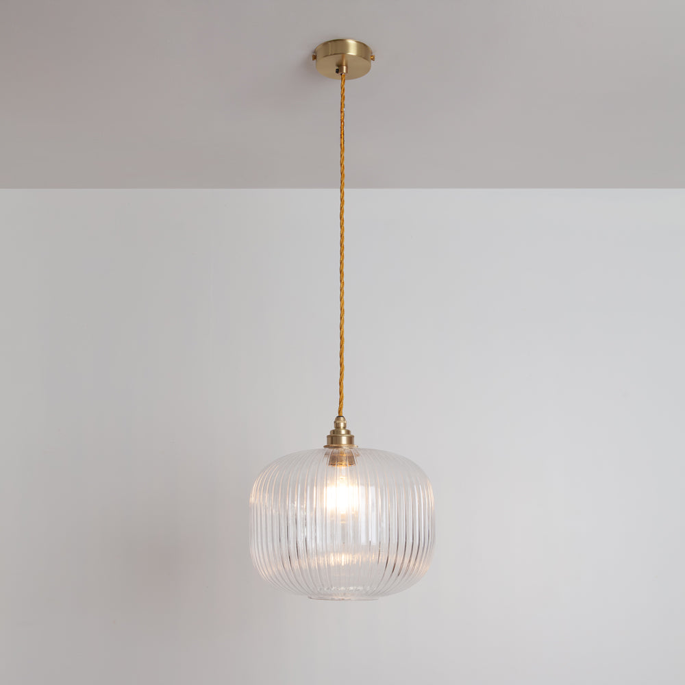 Clear Reeded Glass Pendant Light