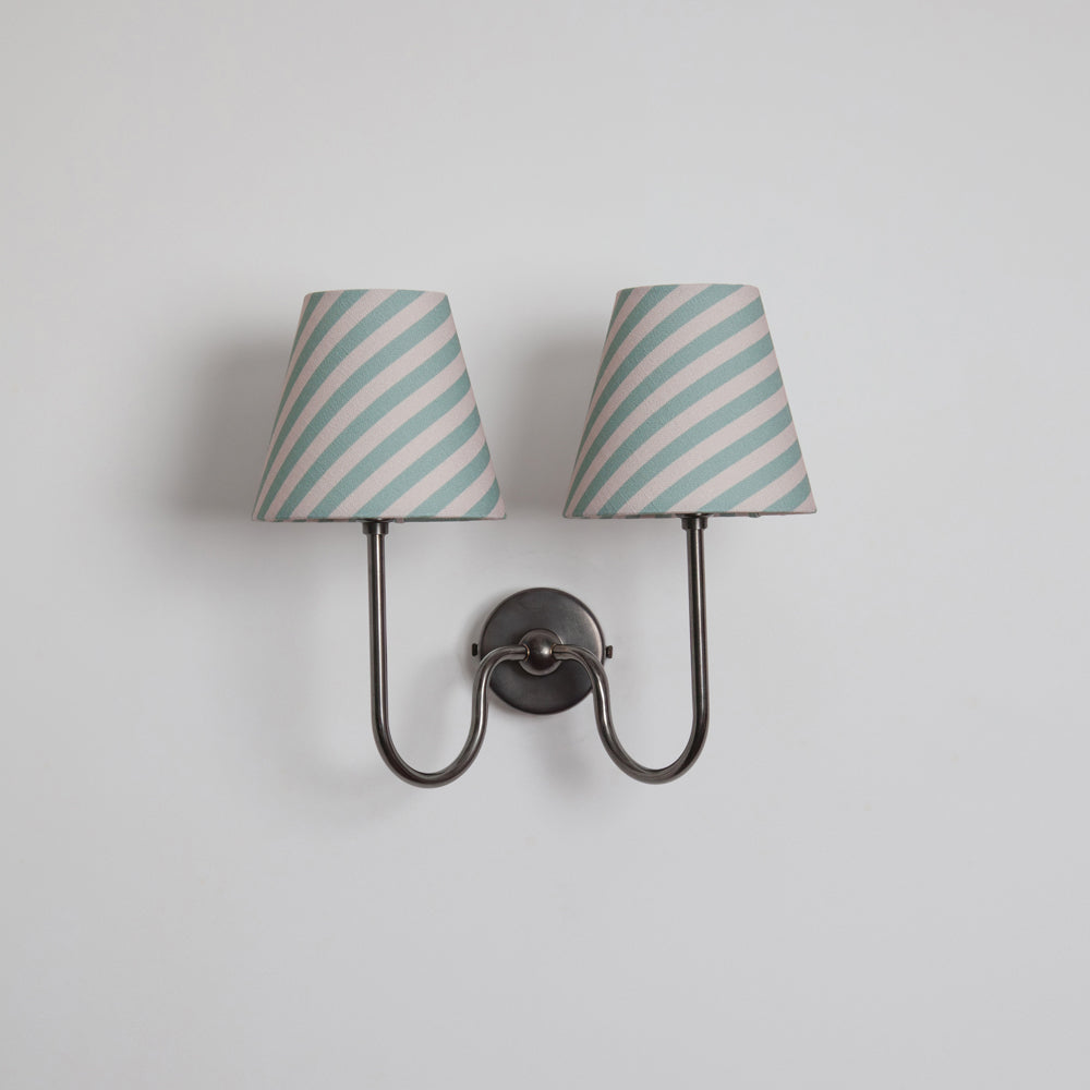 "Juno" Double Wall Light - Striped Linen
