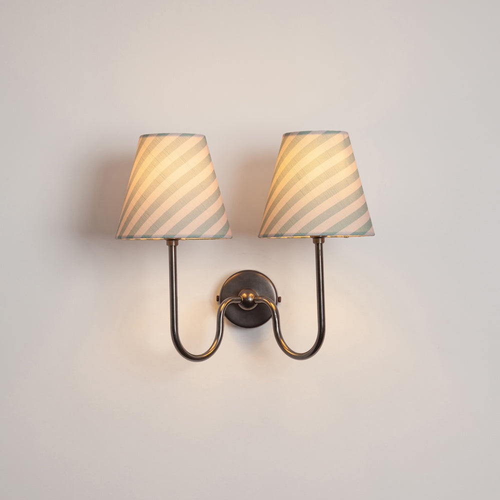 "Juno" Double Wall Light - Striped Linen