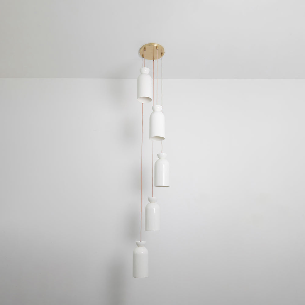 "Kinvara" Long Five Drop Pendant - Bone China