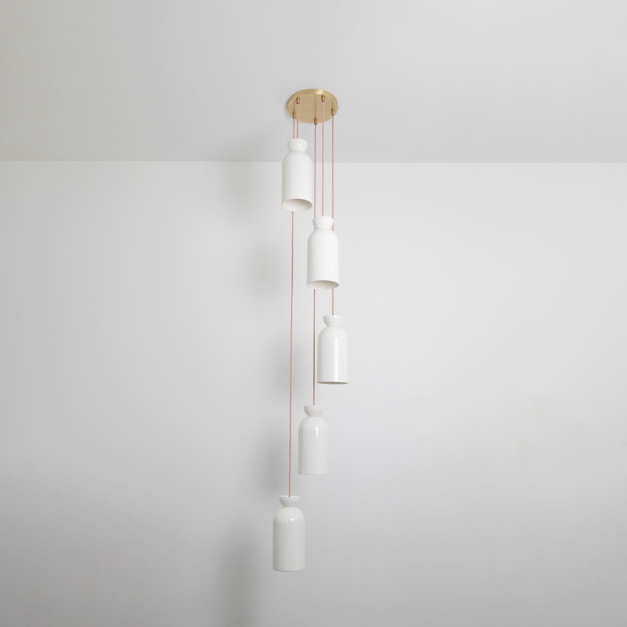 "Kinvara" Long Five Drop Pendant - Bone China