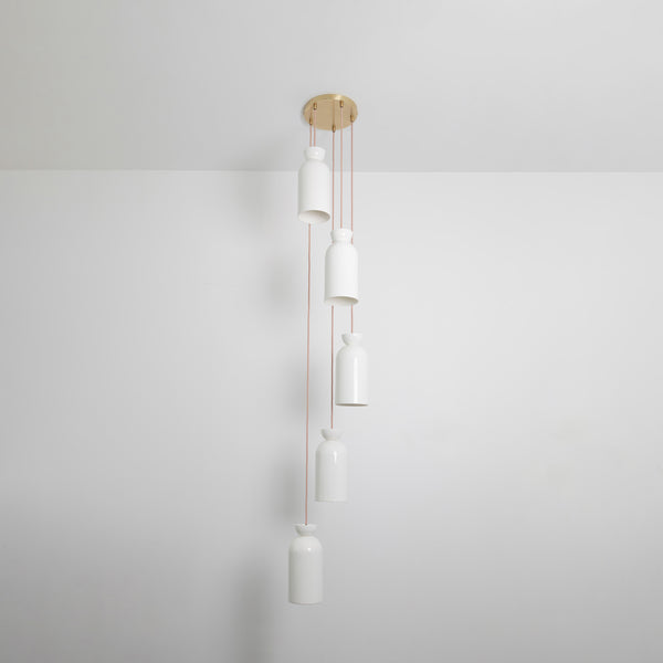 "Kinvara" Long Five Drop Pendant - Bone China