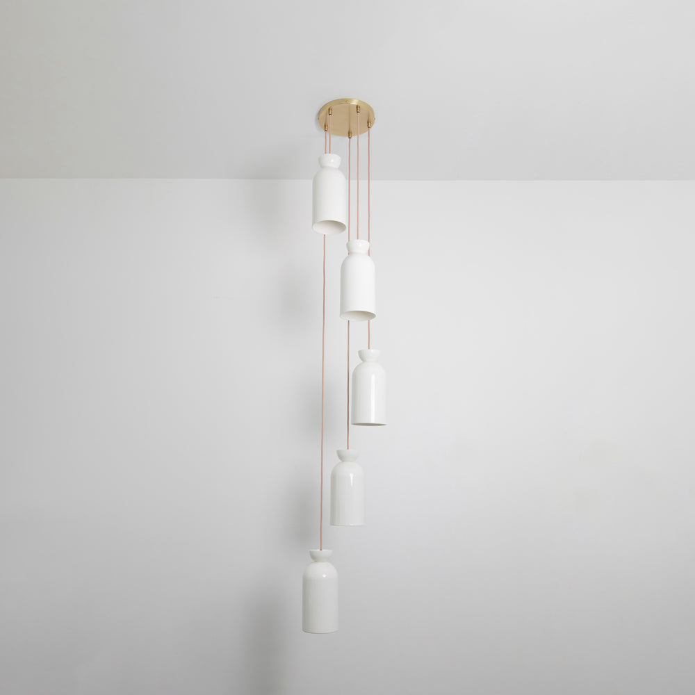 "Kinvara" Long Five Drop Pendant - Bone China