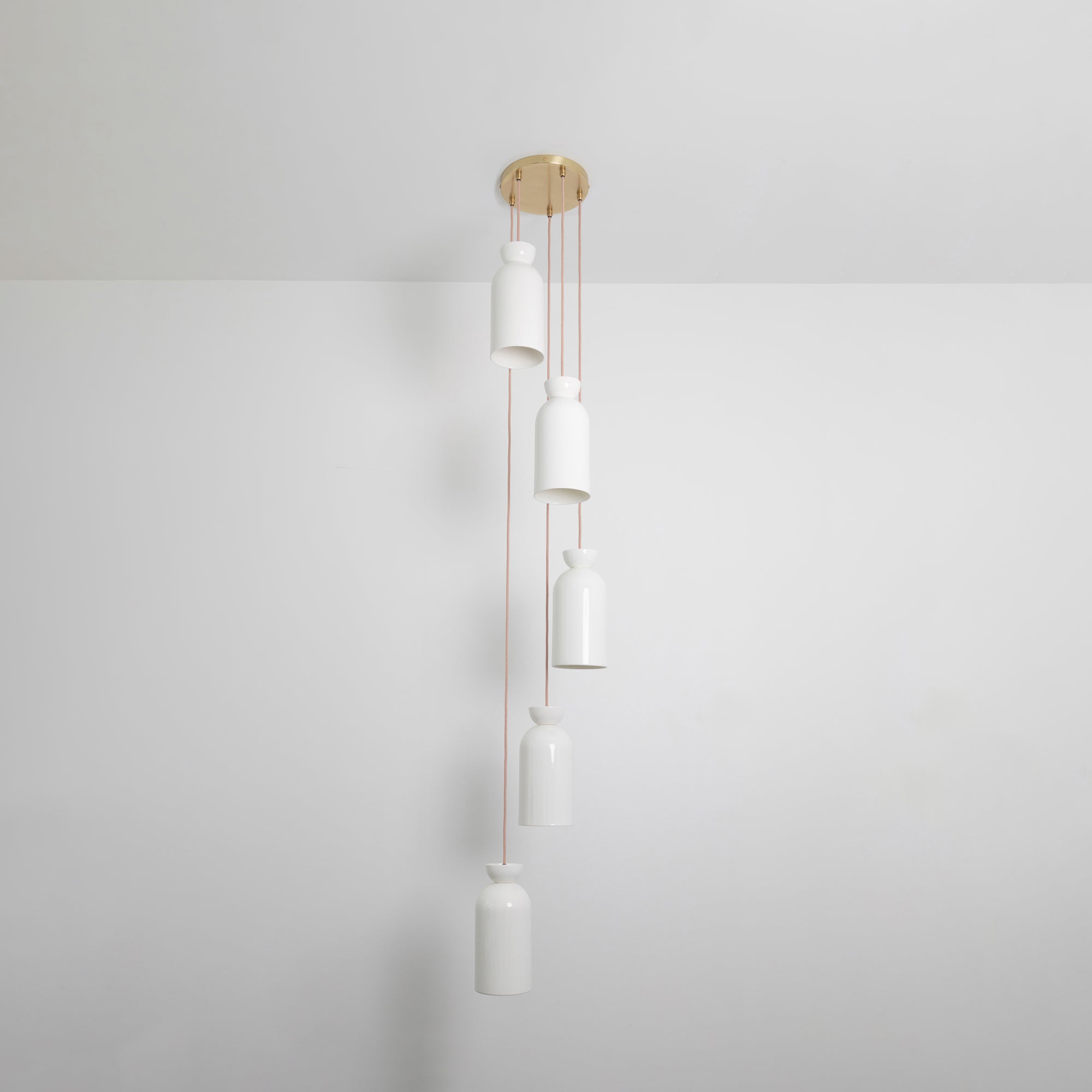 "Kinvara" Long Five Drop Pendant - Bone China