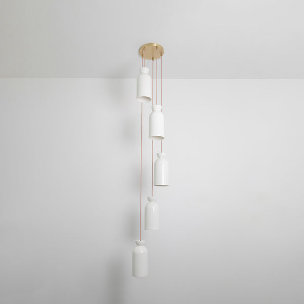 "Kinvara" Long Five Drop Pendant - Bone China