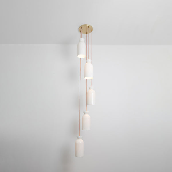 "Kinvara" Long Five Drop Pendant - Bone China