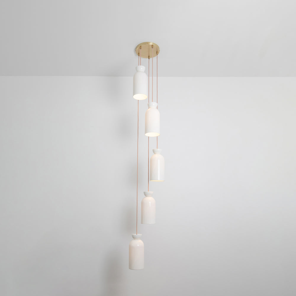 "Kinvara" Long Five Drop Pendant - Bone China