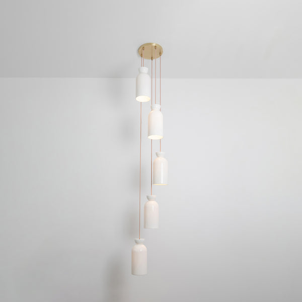 "Kinvara" Long Five Drop Pendant - Bone China