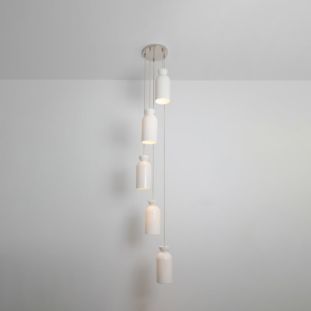 "Kinvara" Long Five Drop Pendant - Bone China