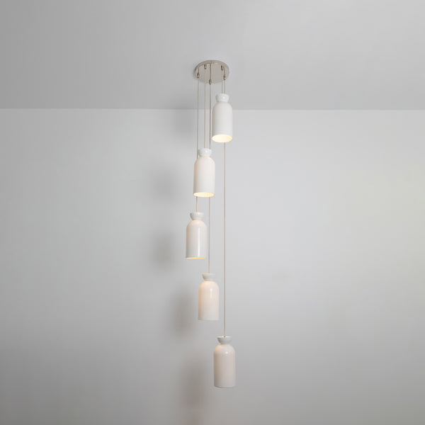 "Kinvara" Long Five Drop Pendant - Bone China