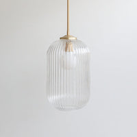 Long Clear Reeded Glass Stemmed Pendant Light